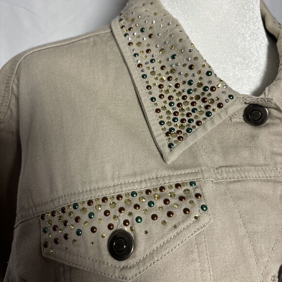 VTG  Womens L Studded Denim Button Up Jacket  Retro Y2K 90’s Fairy - Picture 5 of 11